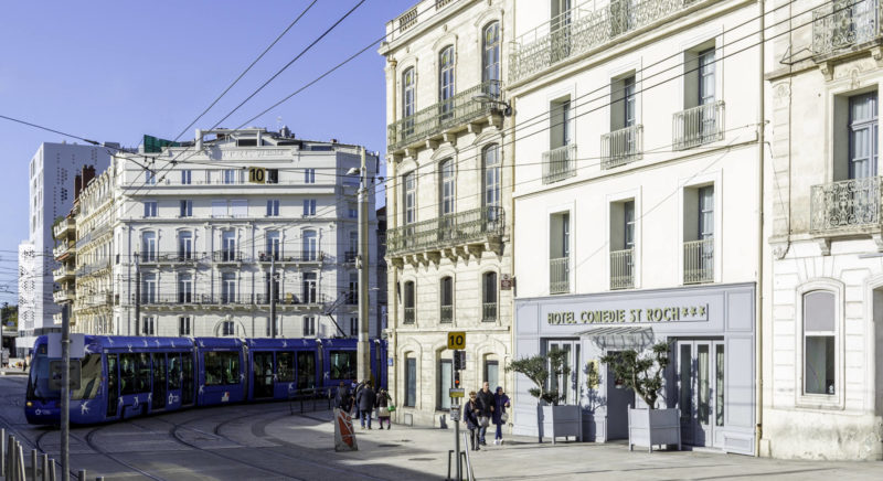 Hotel Montpellier Comédie Saint-Roch Façade + Tram